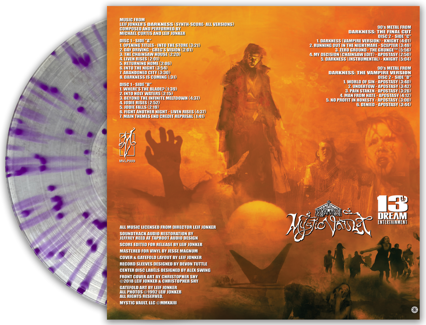 LEIF JONKER'S DARKNESS (1993) ORIGINAL MOTION PICTURE SOUNDTRACK VINYL 2LP